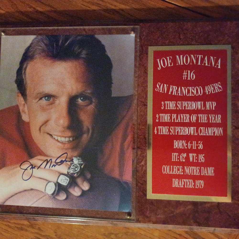 Authentic Vintage Joe Montana Autographed Plaque